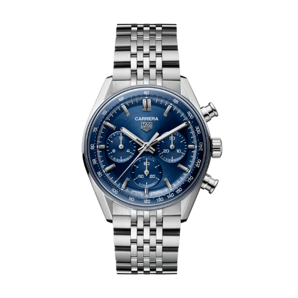 TAG Heuer Carrera Chronograph CBS2113.BA0053 blue dial with applied indexes and chronograph counters