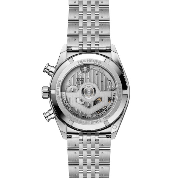 TAG Heuer Carrera Chronograph CBS2114.BA0053 sapphire caseback showing automatic movement