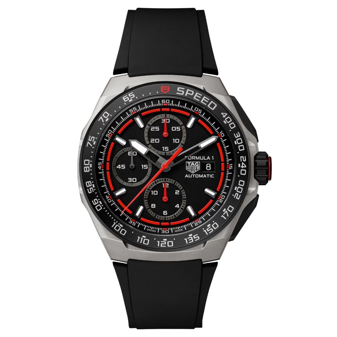 TAG Heuer Formula 1 Chronograph 44mm with black and red dial and black rubber strap