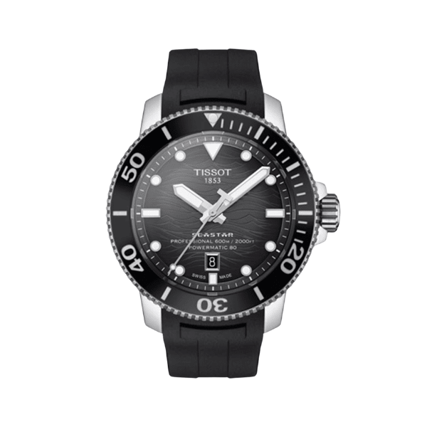 Tissot Seastar 2000 Professional Powermatic 80 T1206071744100 grey‑black dial with wave pattern and luminescent markers