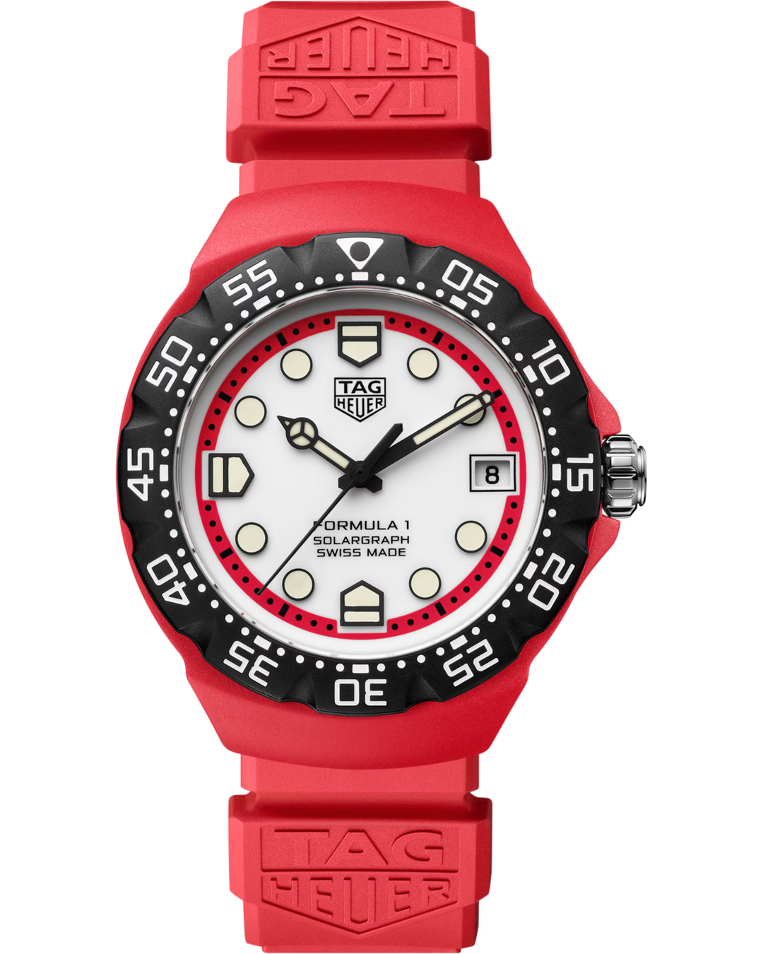 TAG Heuer Formula 1 Solargraph WBY1161.FT8086 with white opaline dial and red rubber strap