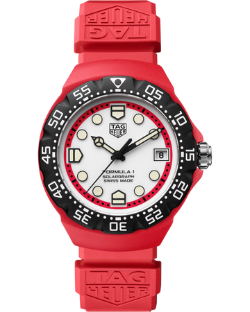 TAG Heuer Formula 1 Solargraph WBY1161.FT8086 with white opaline dial and red rubber strap