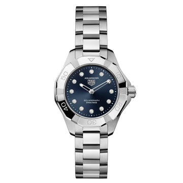 TAG Heuer Aquaracer Solargraph WBP141E.BA0049 with blue diamond-set dial and steel bracelet