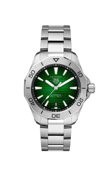 TAG Heuer Aquaracer Professional 300 Automatic green dial with horizontal texture, luminous hands, date display