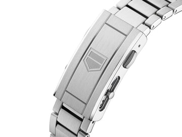 TAG Heuer Aquaracer Professional 300 GMT stainless steel folding clasp with safety push-buttons and engraved logo