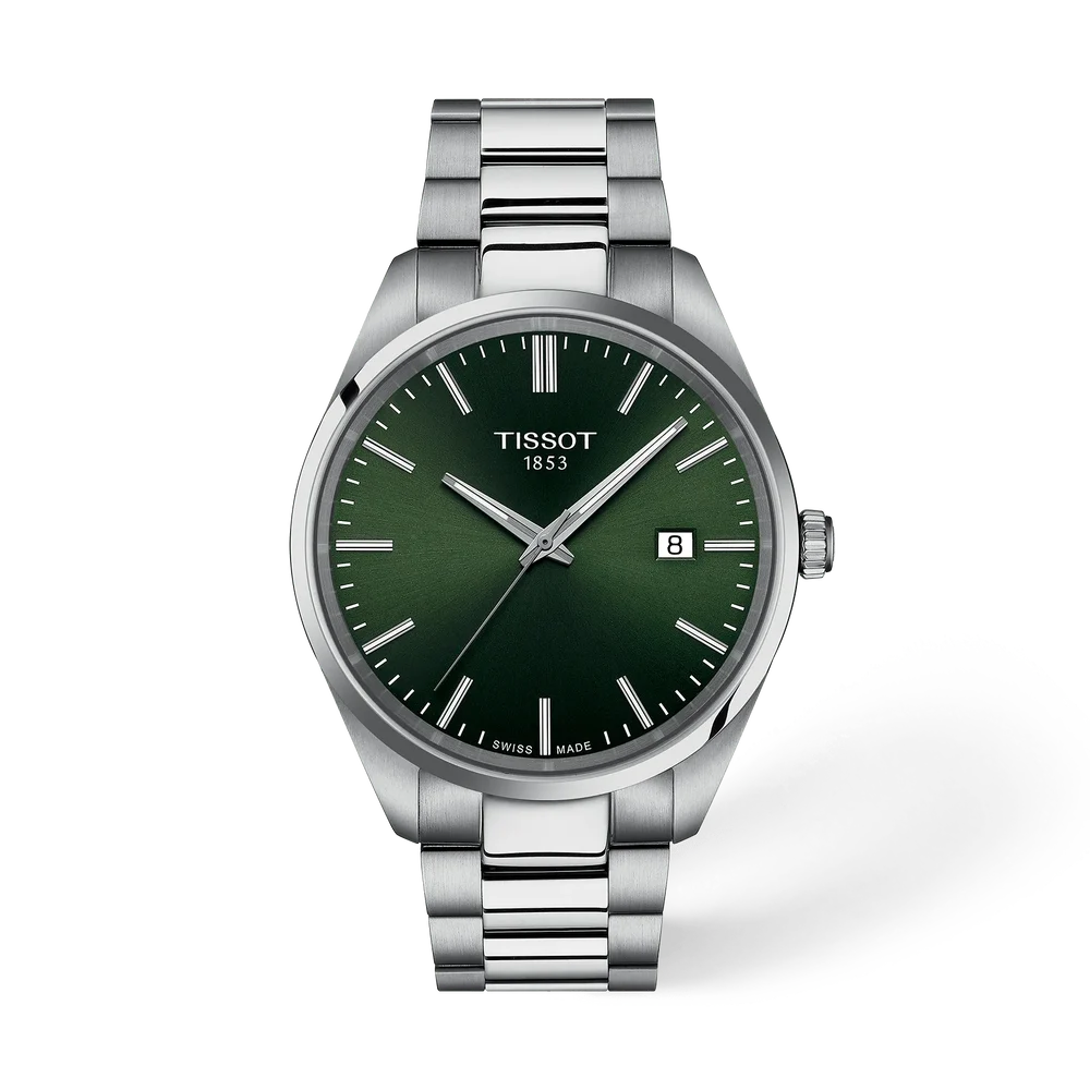Tissot PR 100 T1504101109100 with green dial and stainless steel bracelet