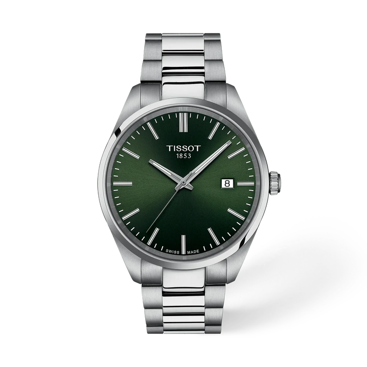Tissot PR 100 T1504101109100 with green dial and stainless steel bracelet