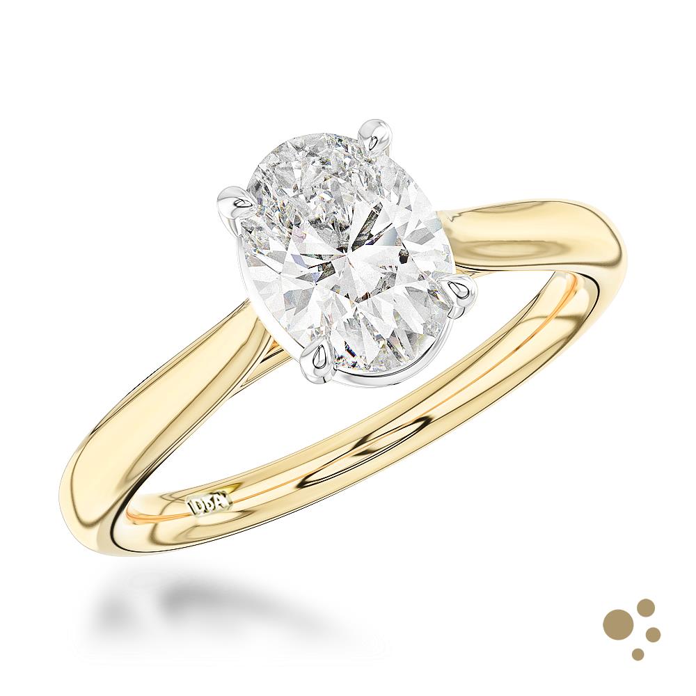 Classic Oval Solitaire 1.00ct Diamond Yellow Gold/Platinum Ring - Deacon & Son