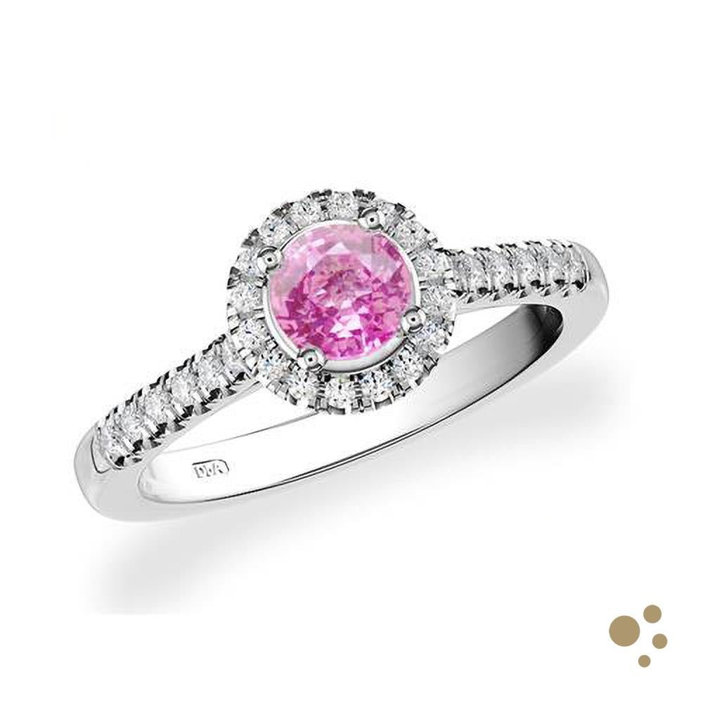 Skye Halo 0.90ct Pink Sapphire Platinum Ring - Deacon & Son
