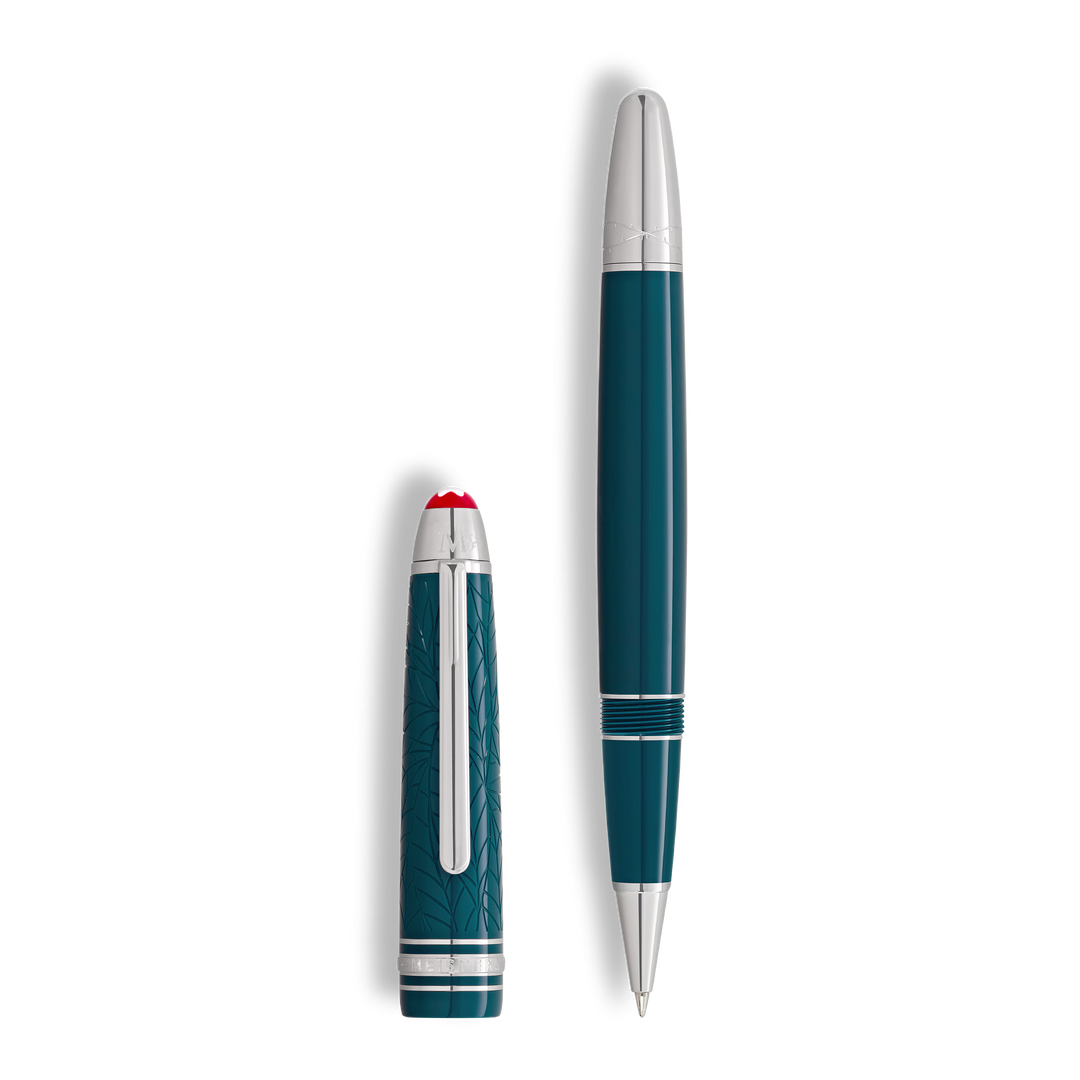 Montblanc Meisterstück Romeo & Juliet LeGrand Rollerball in teal precious resin with platinum-coated fittings.