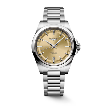 Longines Conquest L3.720.4.62.6 38mm automatic watch with sunray gilt dial