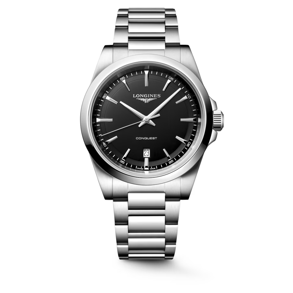 Longines Conquest L3.860.4.52.6 with black sandblasted dial and stainless steel bracelet