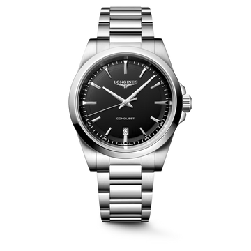 Longines Conquest L3.860.4.52.6 with black sandblasted dial and stainless steel bracelet