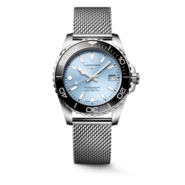 Longines HydroConquest L3.779.4.99.6 39mm automatic watch with frosted blue dial