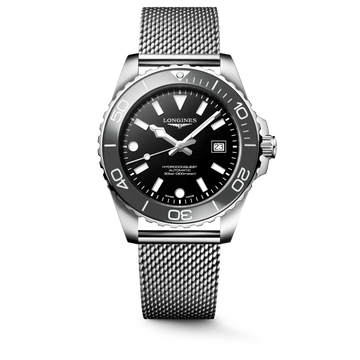 Longines HydroConquest L3.788.4.70.6 automatic dive watch with black dial and stainless steel bracelet