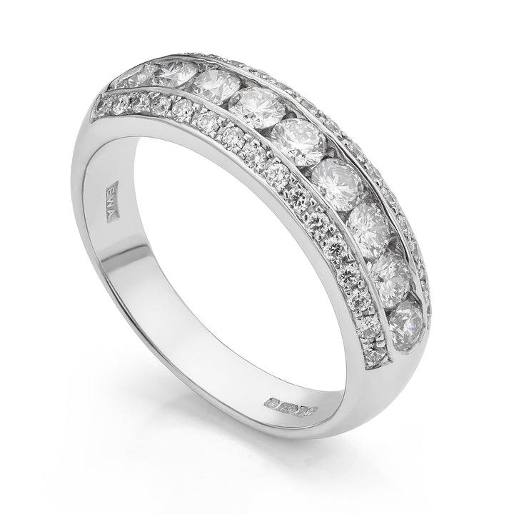 3-Row Diamond Half Eternity Ring