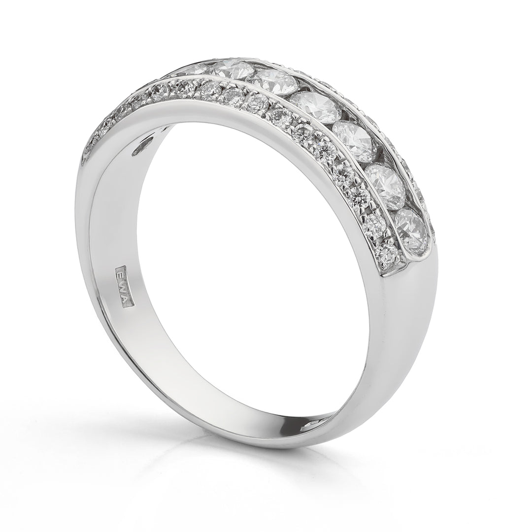 3-Row Diamond Half Eternity Ring