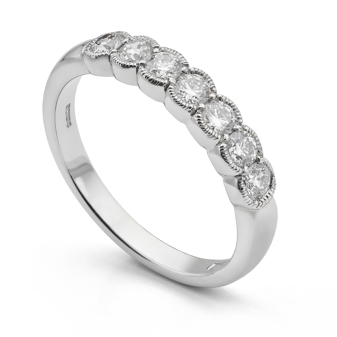 Platinum 7 stone diamond half eternity ring