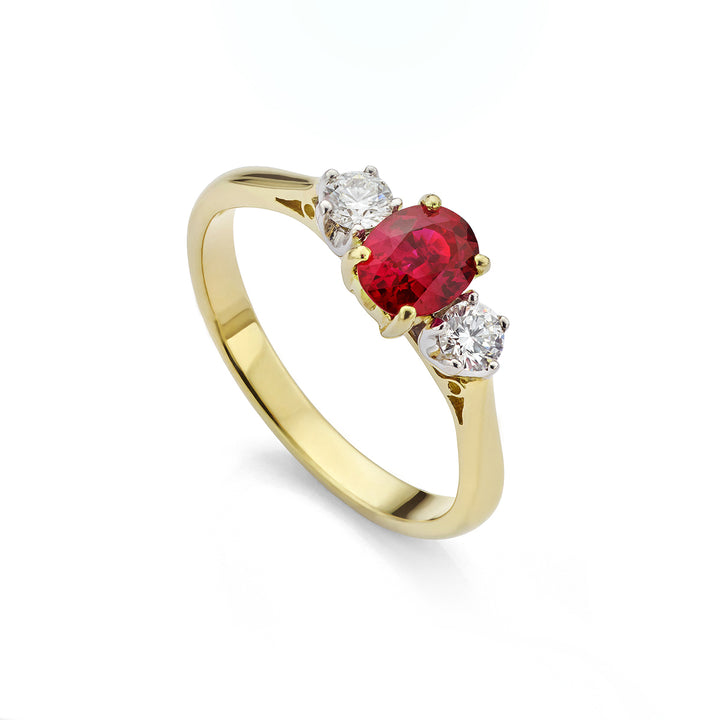 Ruby and Diamond 3-Stone Ring