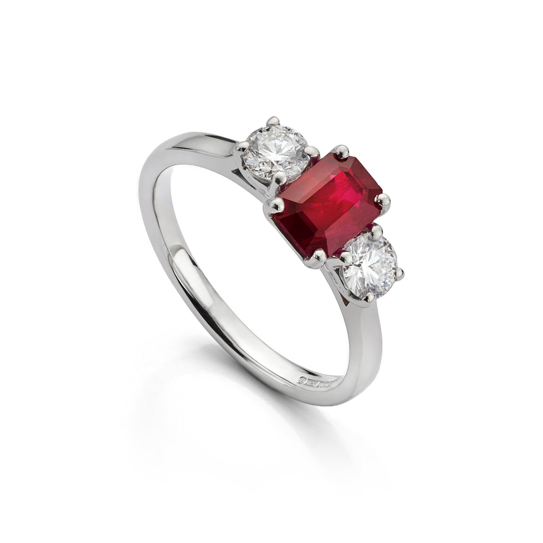 Ruby and Diamond 3-Stone Ring