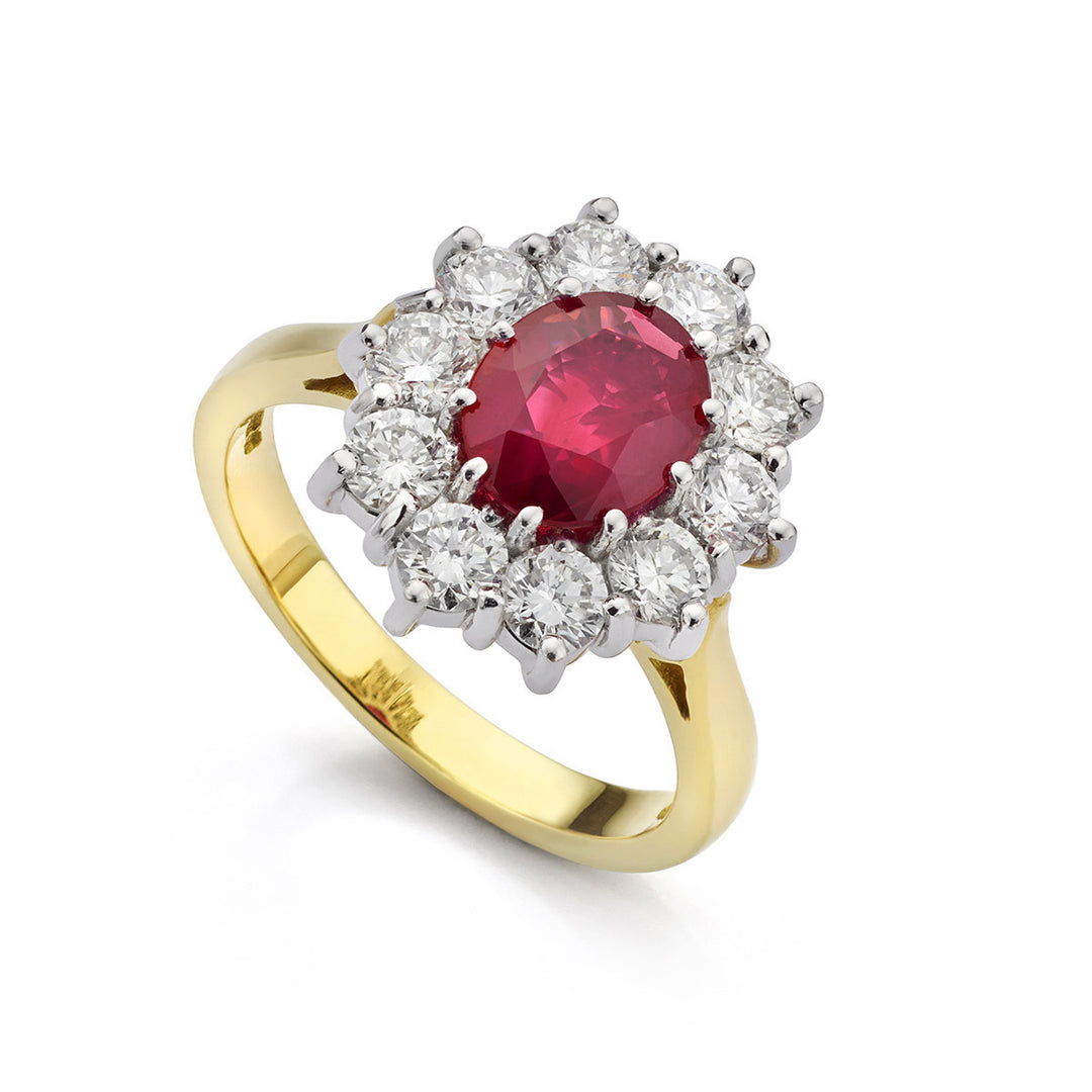 Ruby and Diamond Cluster Ring