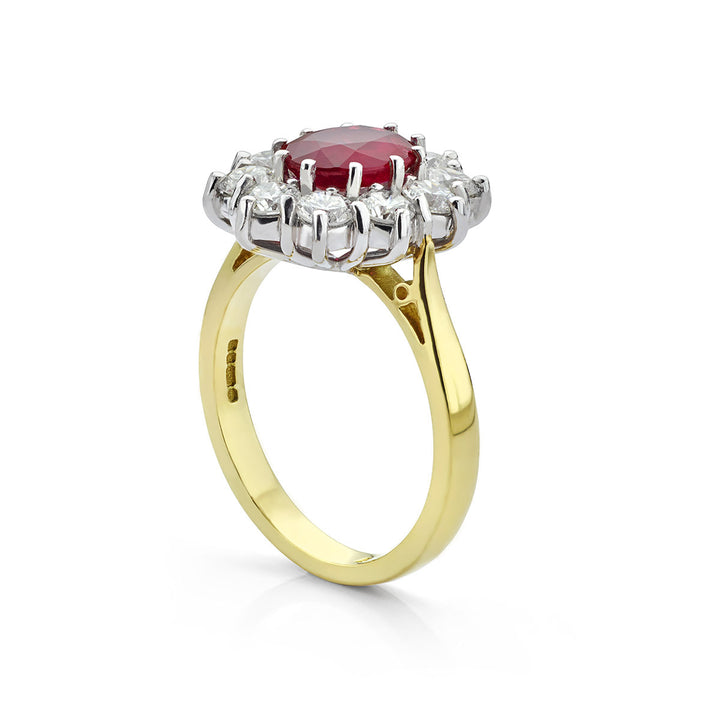 Ruby and Diamond Cluster Ring