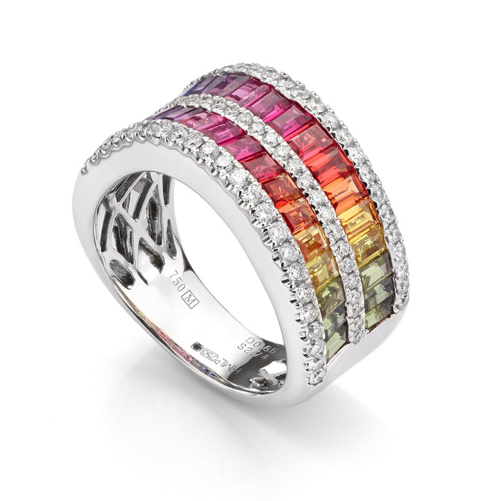 Rainbow Sapphire and Diamond Ring