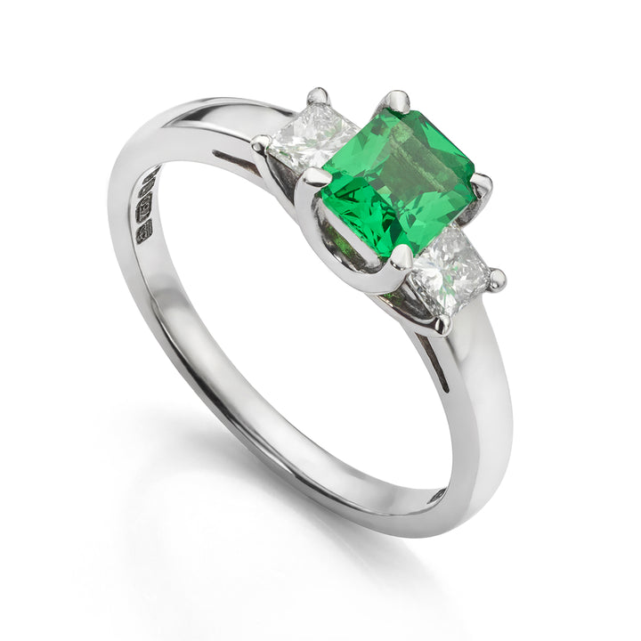 Tsavorite Green Garnet and Diamond Ring