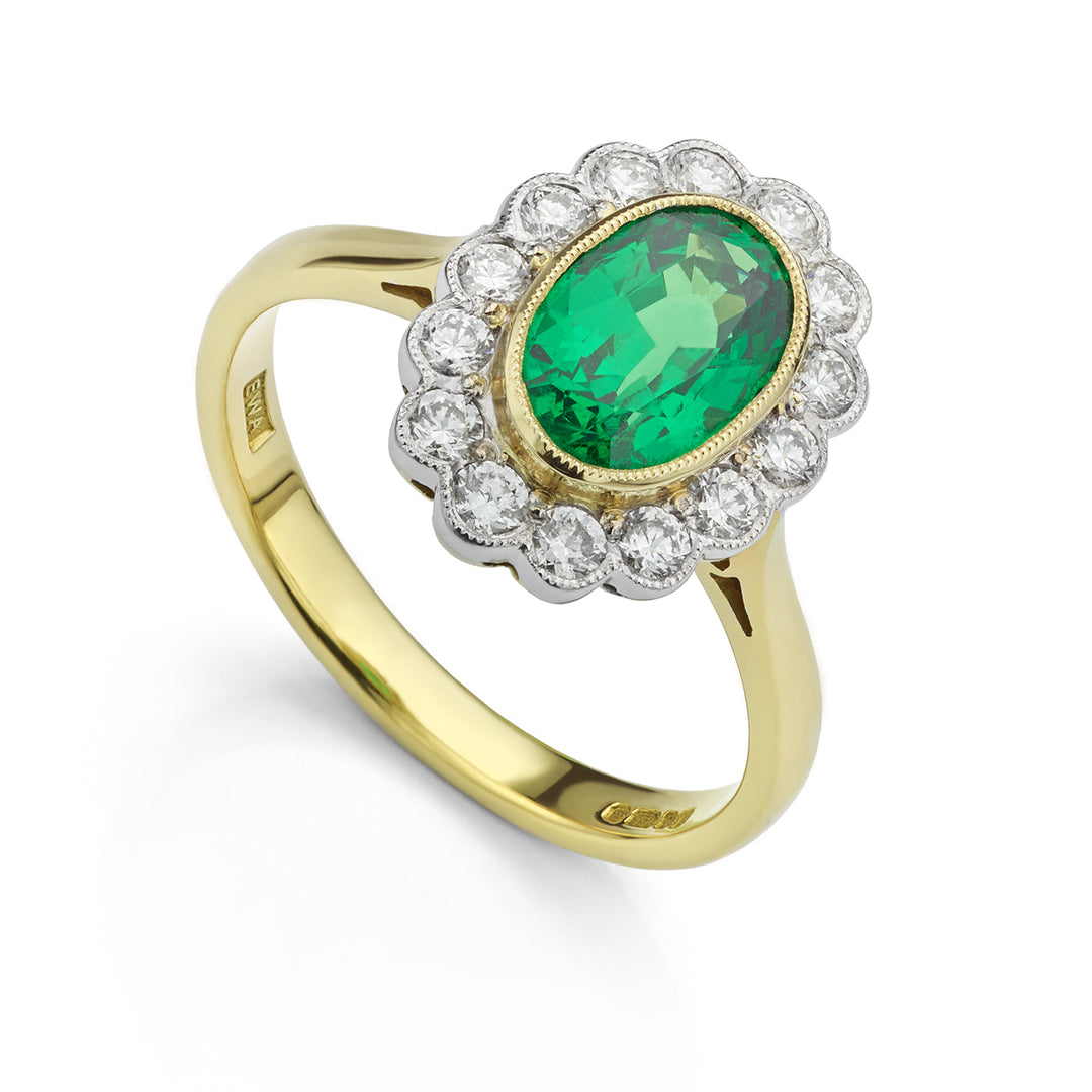 Tsavorite Green Garnet and Diamond Dress Ring