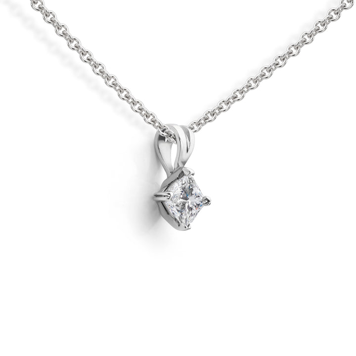 Platinum Single Stone Princess Cut Diamond Pendant