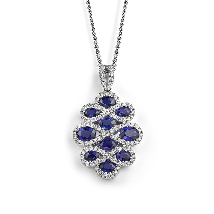 Sapphire and Diamond Infinity Style Pendant