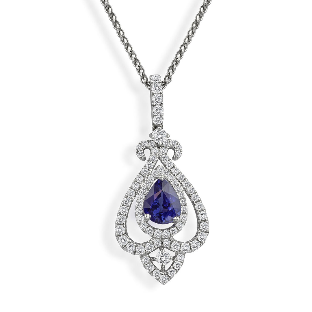 Sapphire and Diamond Cluster Pendant