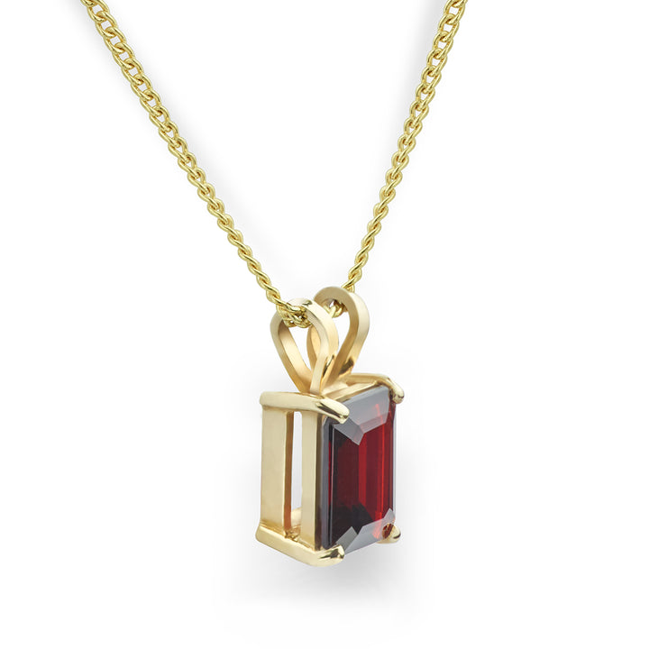 Garnet Emerald Cut Pendant