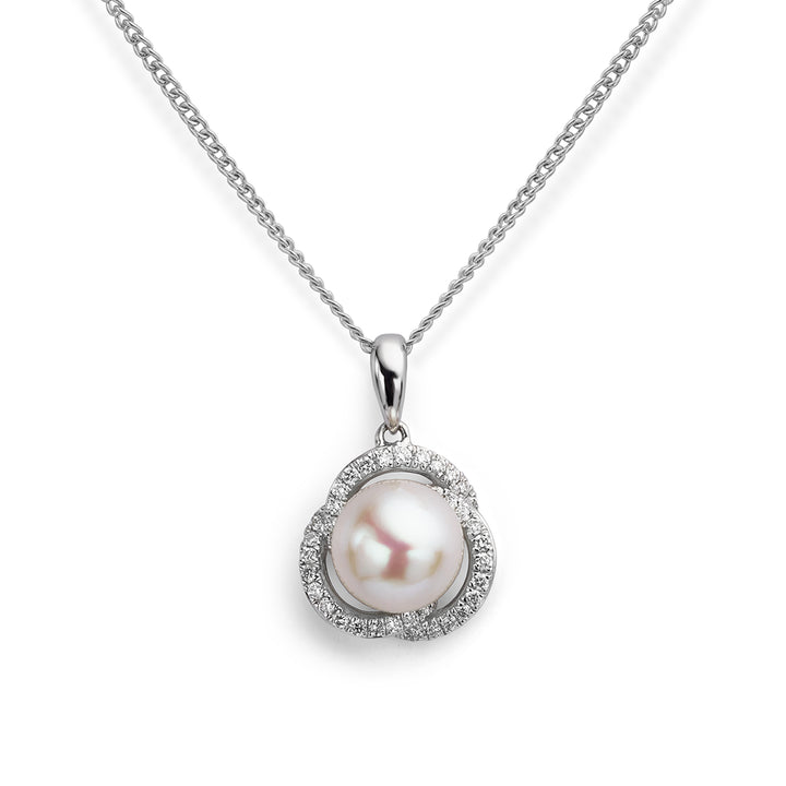 Cultured Pearl and Diamond Cluster Pendant