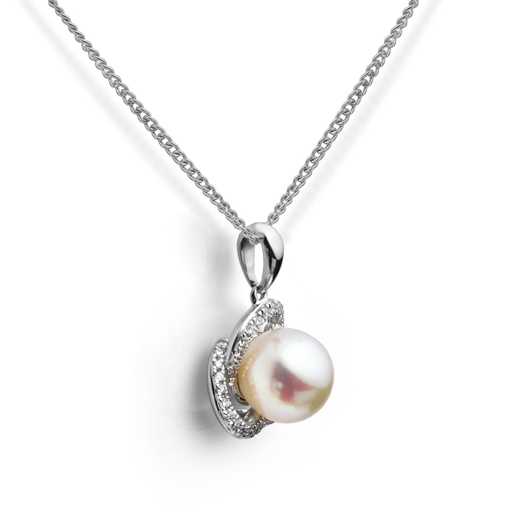 Cultured Pearl and Diamond Cluster Pendant