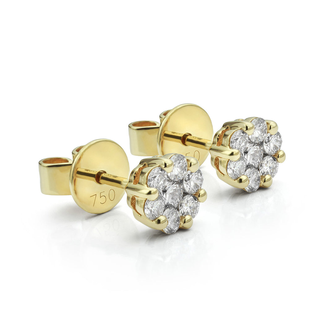 Diamond Cluster Stud Earrings