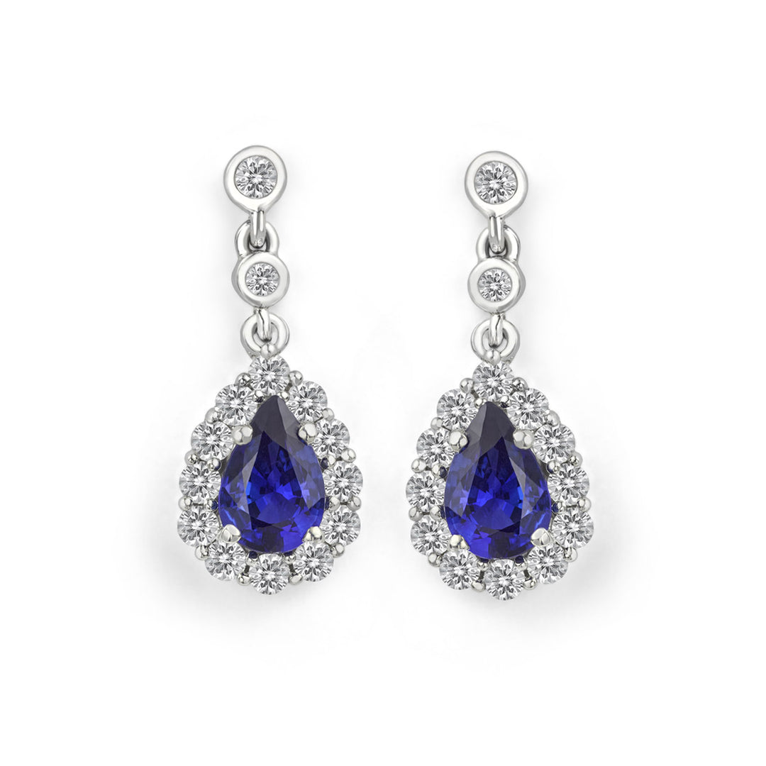 Sapphire and Diamond Cluster Earrings