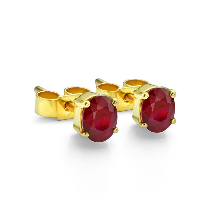 Oval Ruby Stud Earrings