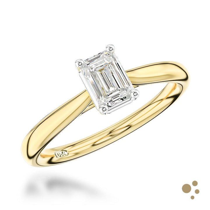 Classic Emerald Solitaire 0.50ct Diamond Yellow Gold/Platinum Ring