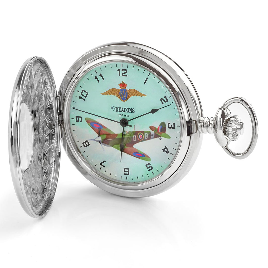Chrome plated Limited Edition Spitfire Pocket watch. Deacon & Son
