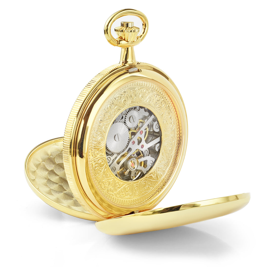 Gold plated full hunter pocket watch