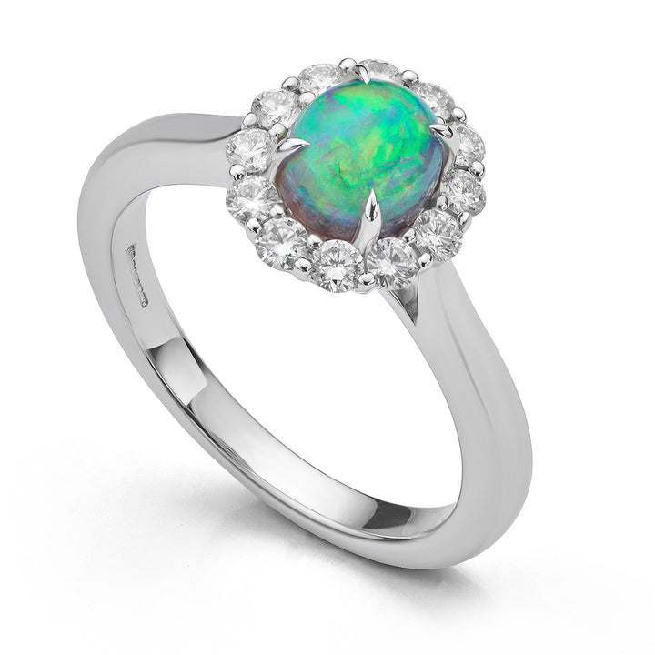 Black Opal and Diamond Ring