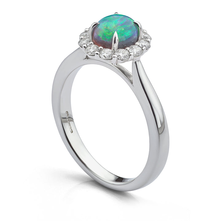 Black Opal and Diamond Ring