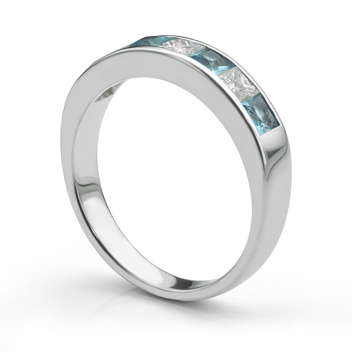 Aquamarine and Diamond Eternity Ring