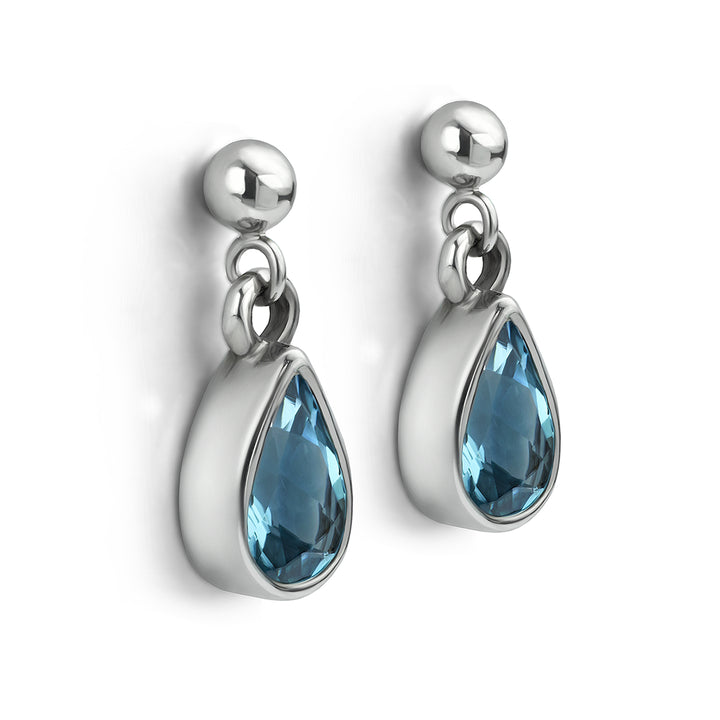 Aquamarine rub set, Pear cut, drop earrings