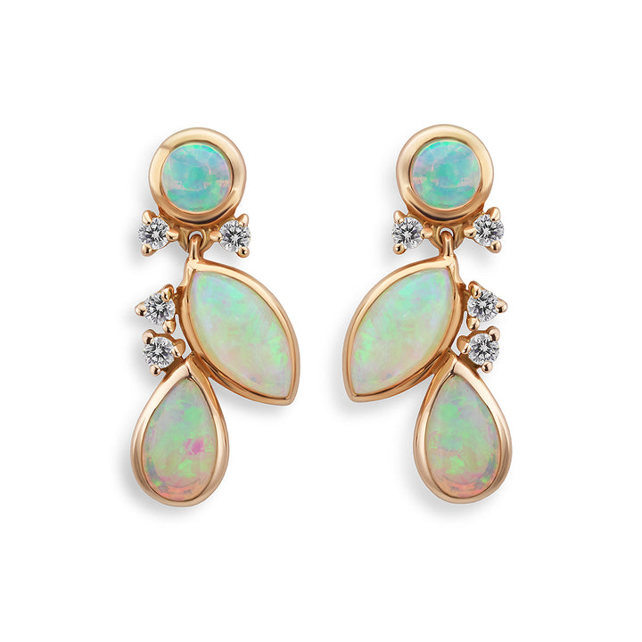 Opal and Diamond Drop Earrings