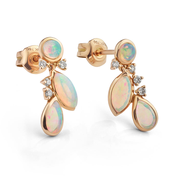 Opal and Diamond Drop Earrings