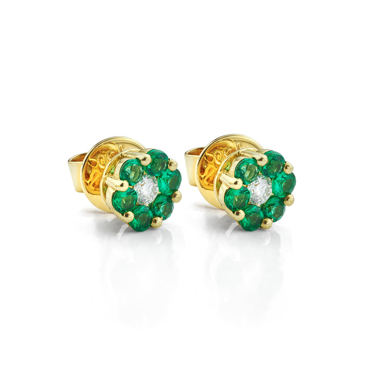 Emerald and Diamond Floral Earrings