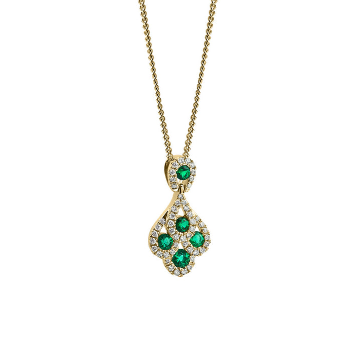 Emerald and Diamond Art Deco Style Pendant