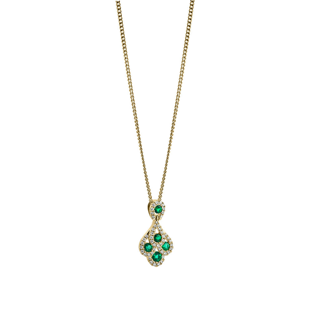 Emerald and Diamond Art Deco Style Pendant